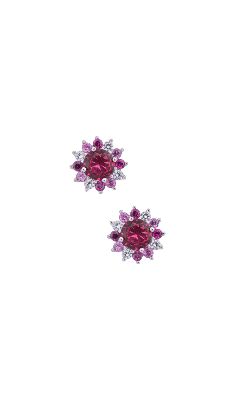 AJB Silver Arte Pink Floral Studs