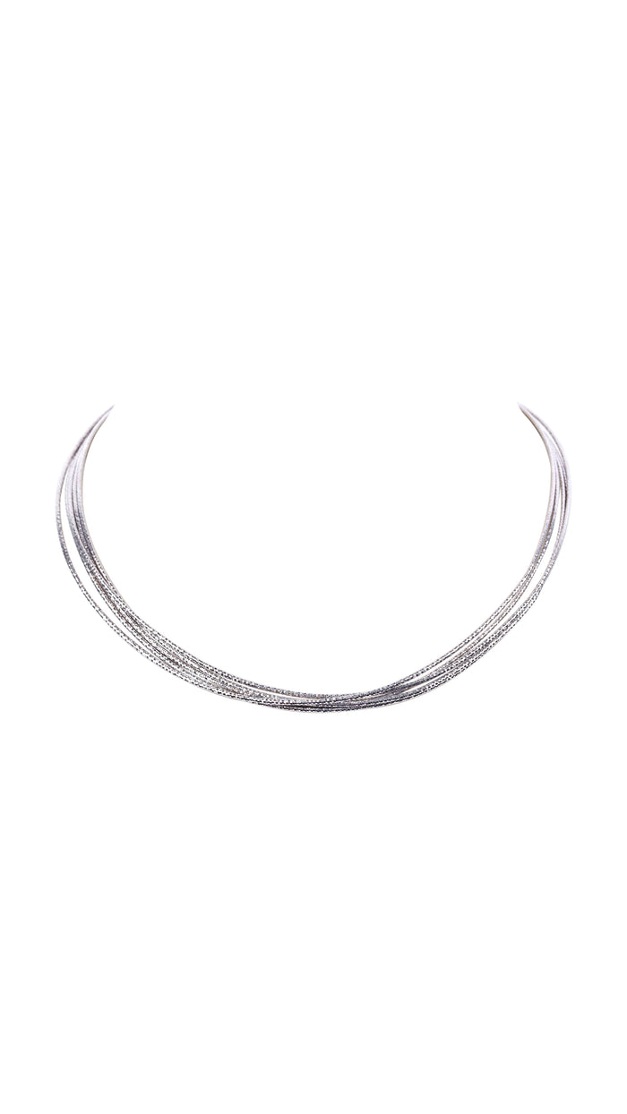 Multi Strand Shimmer 925 Silver Choker Necklace for Women