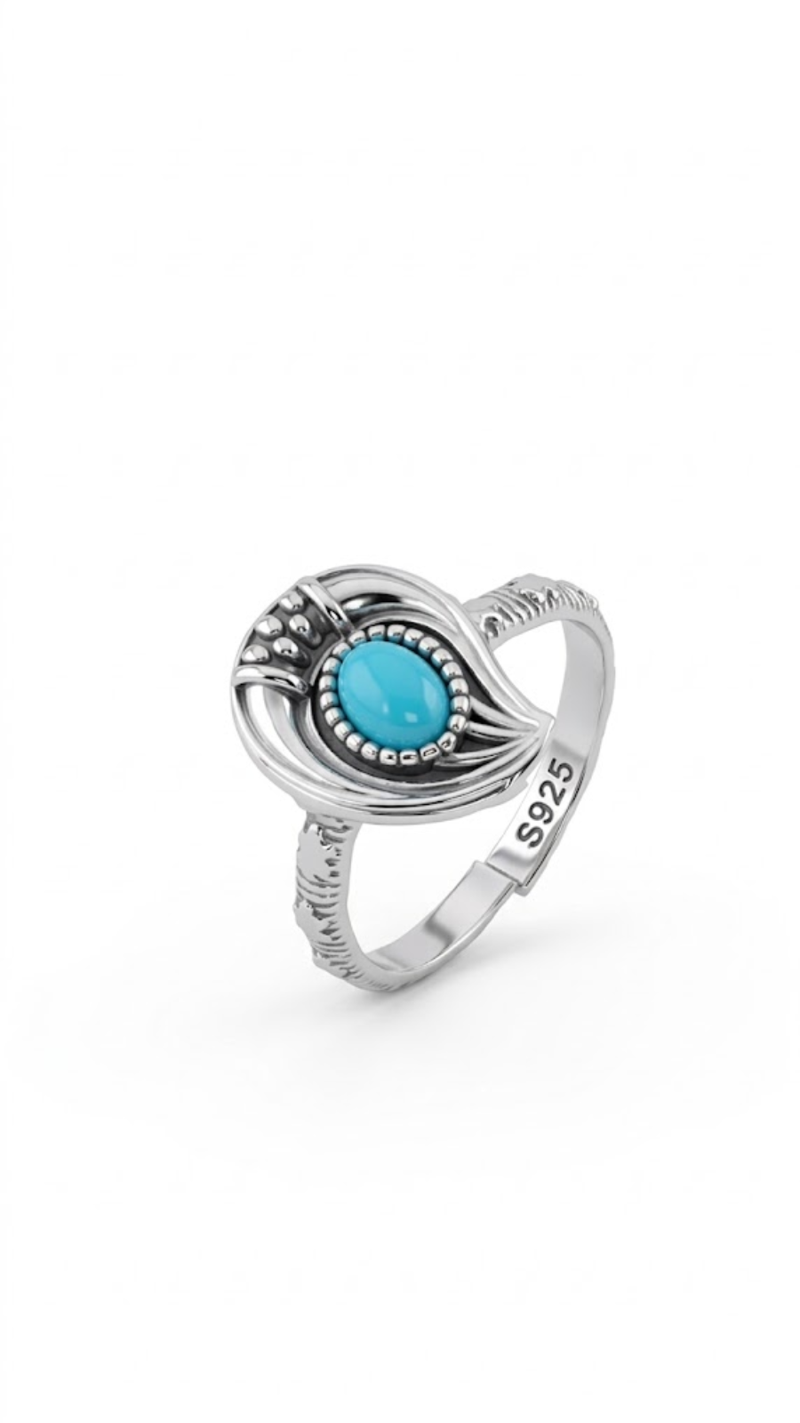 AJB Silver Arte Oxidized Turquoise Toe Ring