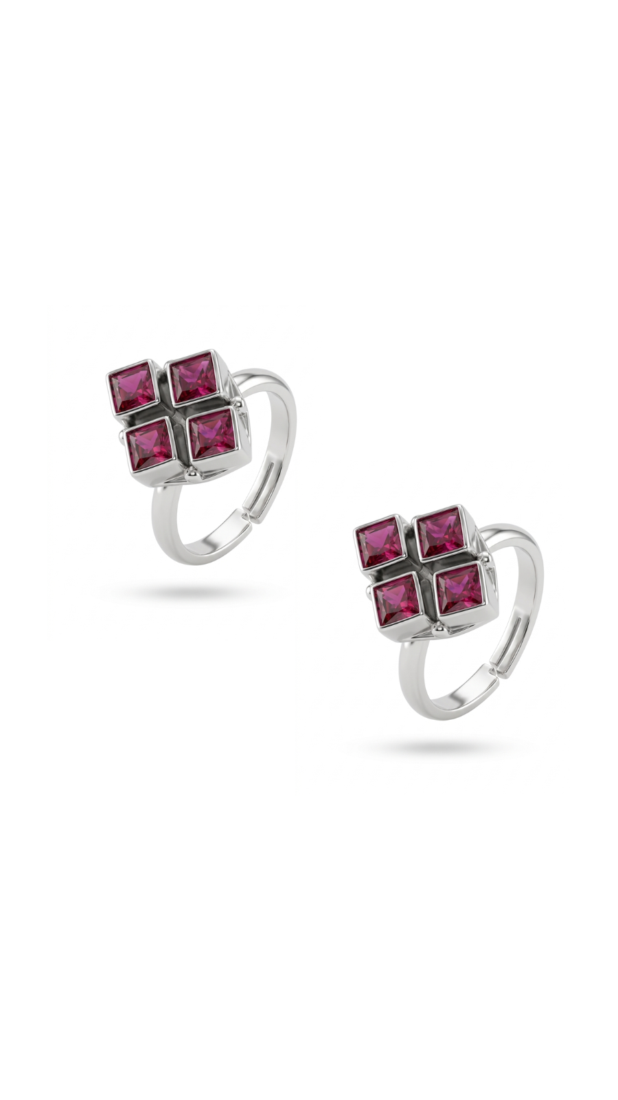 Square Cluster Toe Rings