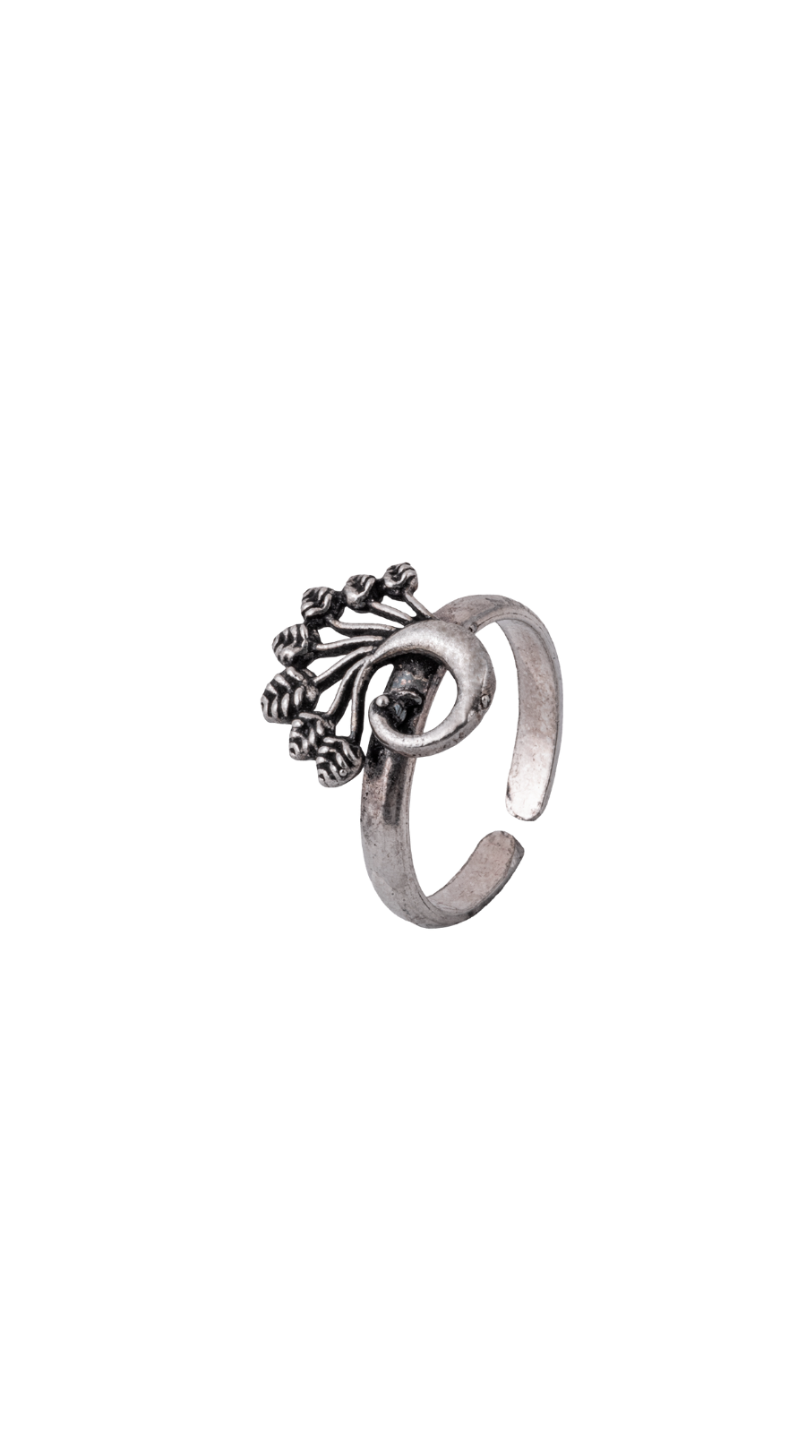 AJB Silver Arte Peacock Motif Toe Ring