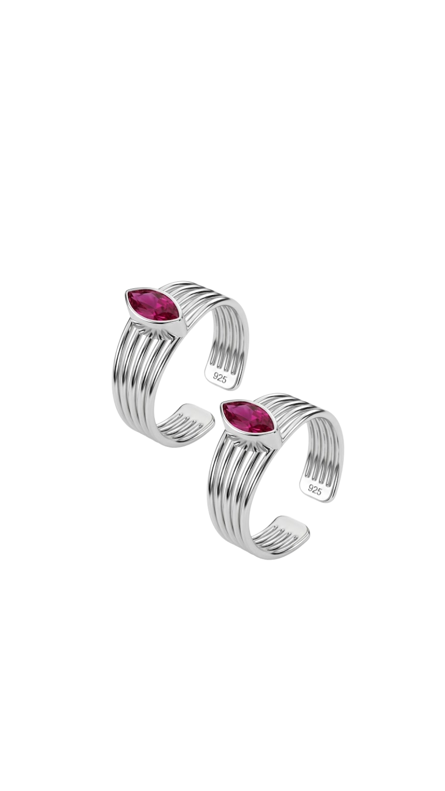 AJB Silver Arte Marquise Ruby Toe Ring