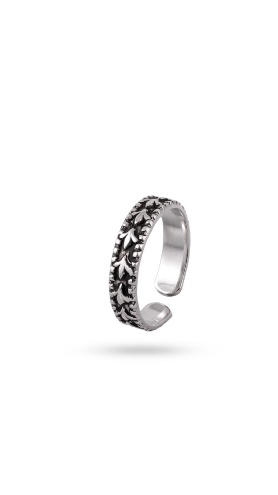 Floral Vine Oxidized Toe Ring