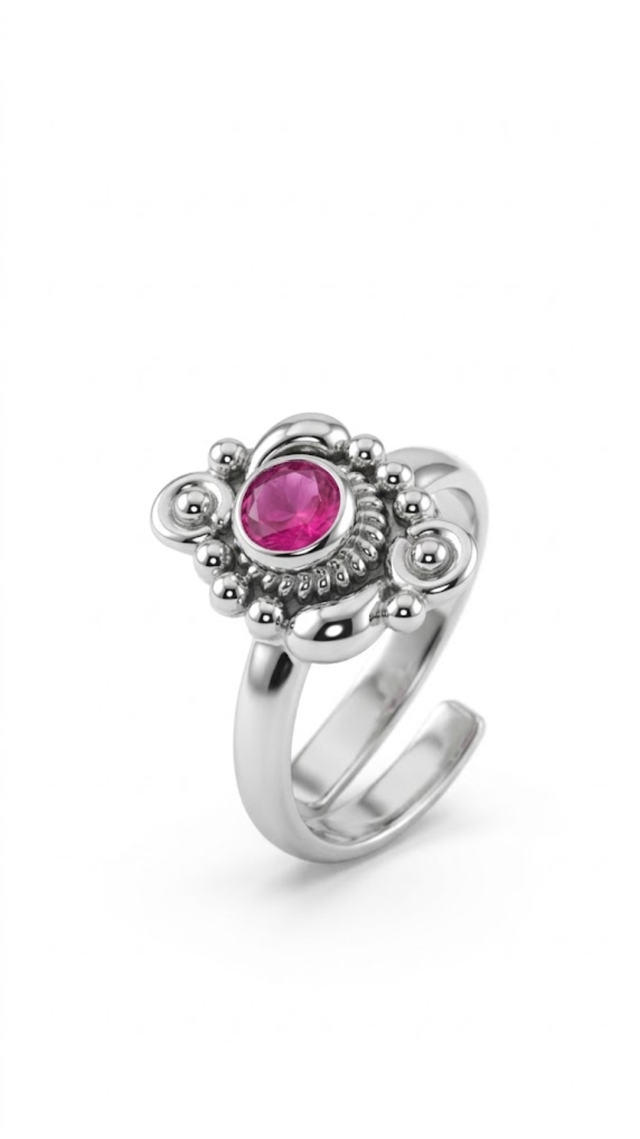 Pink Stone Floral Toe Ring