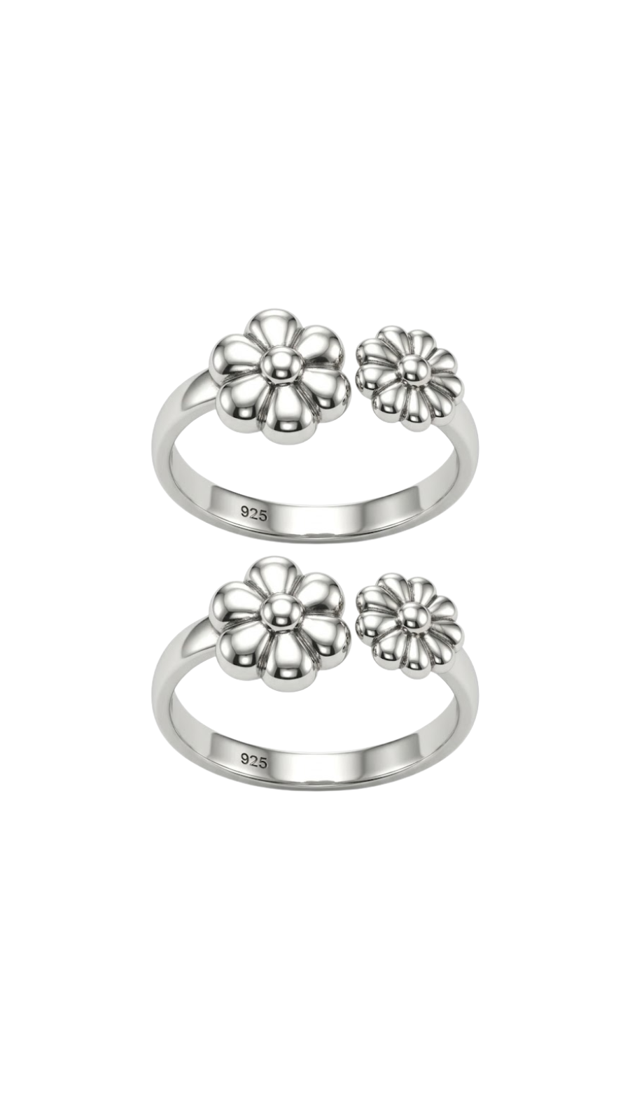 Duo-Flower Bypass Oxidized Toe Ring