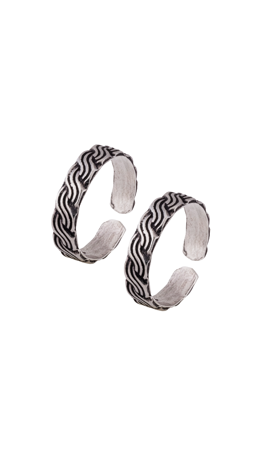 AJB Silver Arte Interlocking Wave Oxidized Toe Ring
