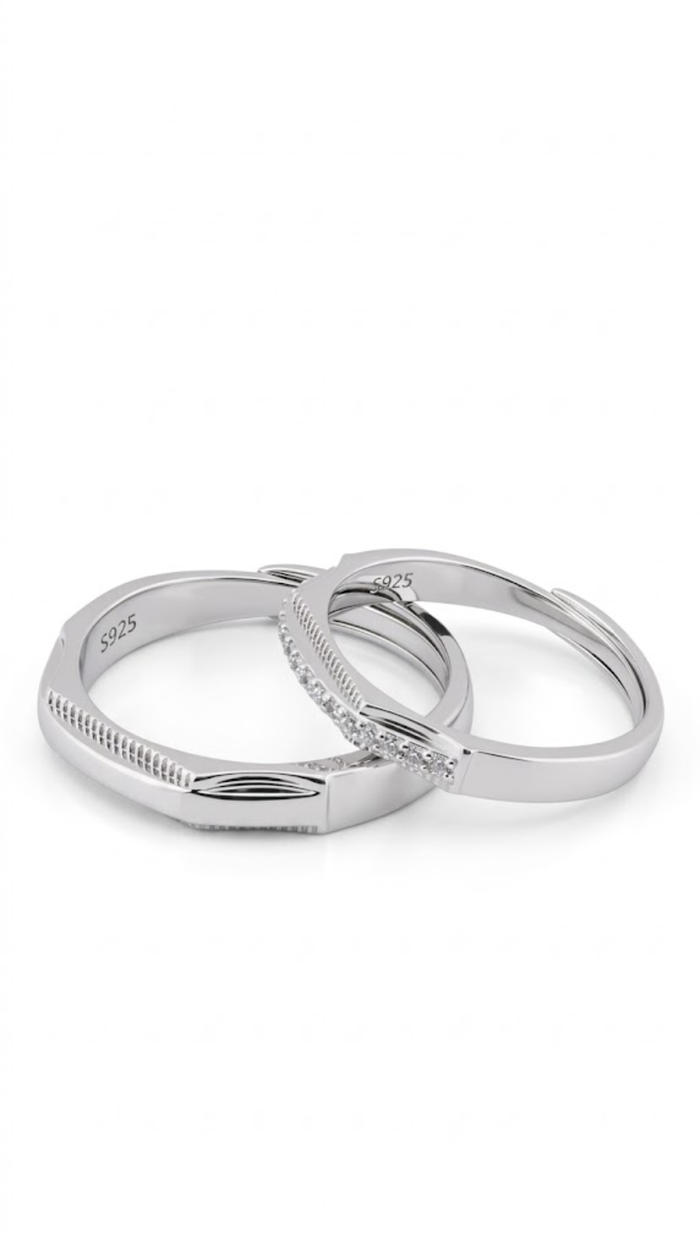 Stronger Together 925 Silver Couple Ring
