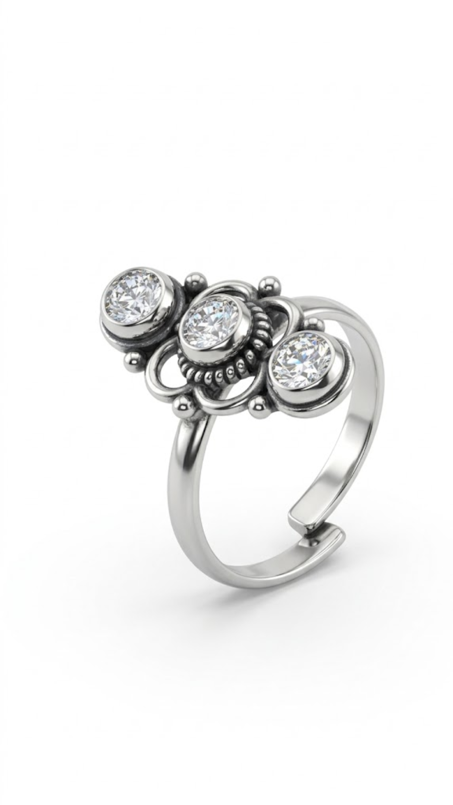 Triple Stone Toe Ring