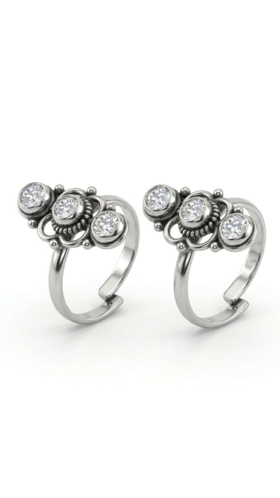 Triple Stone Toe Ring