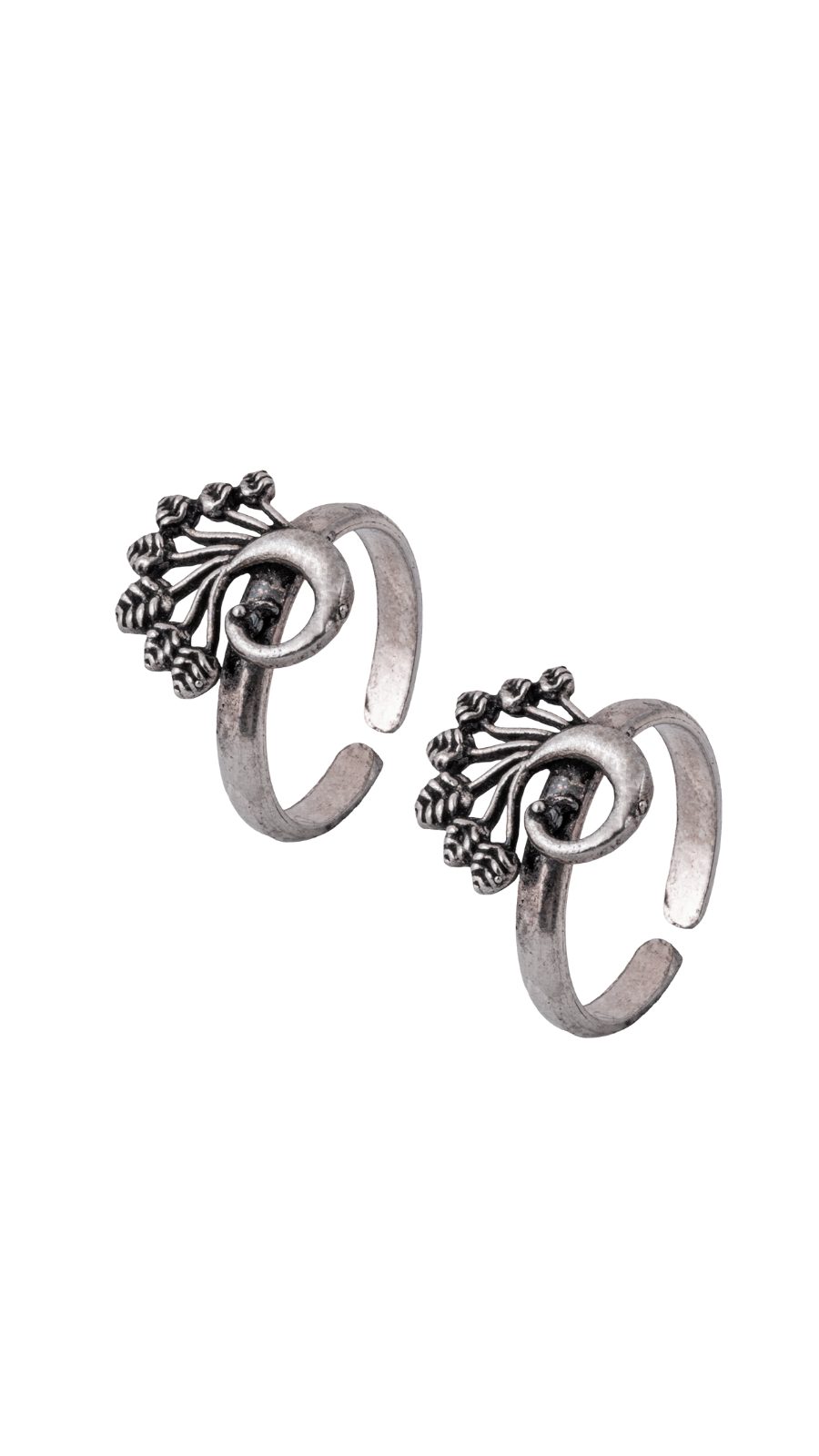 AJB Silver Arte Peacock Motif Toe Ring