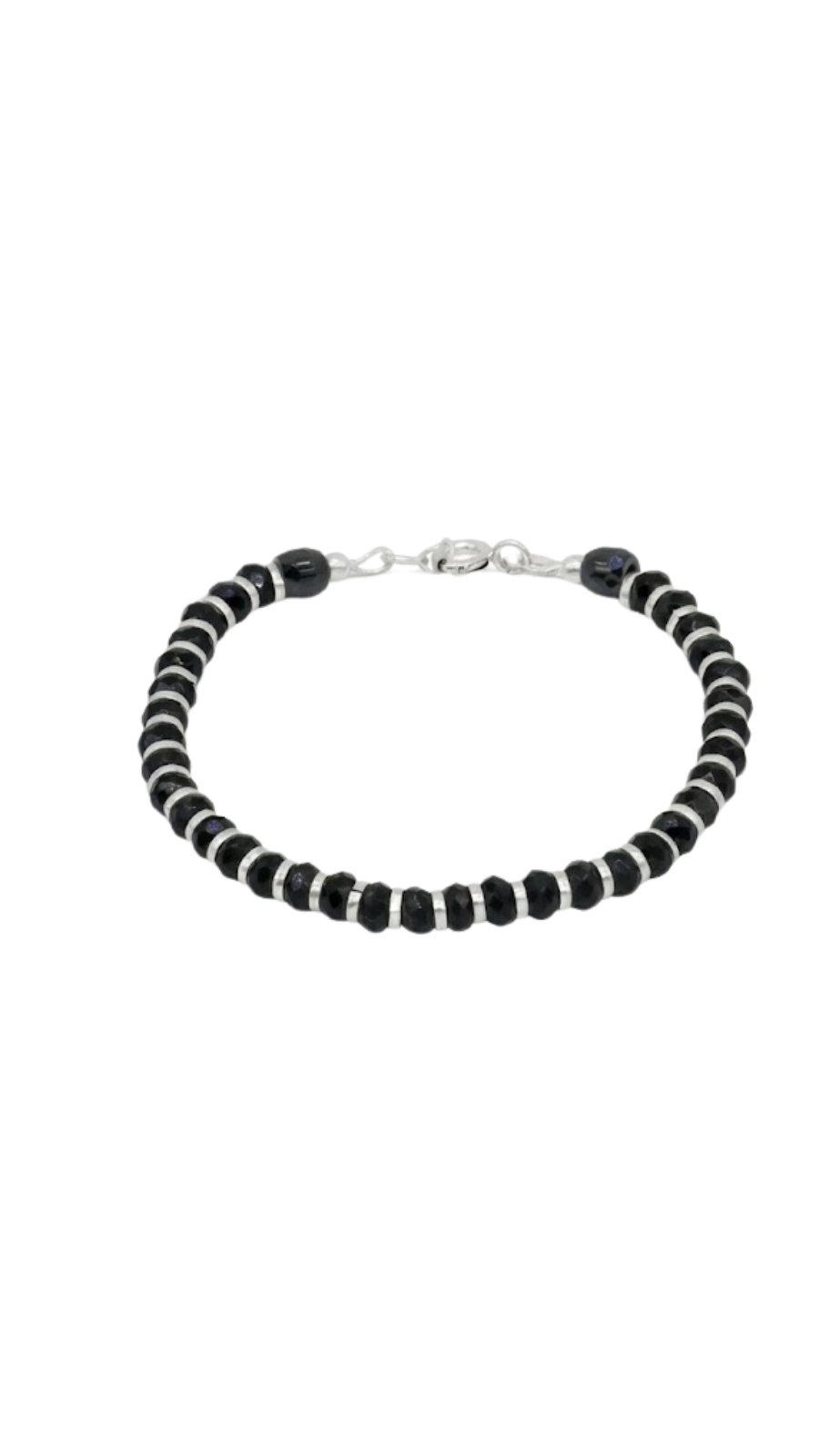 AJB Silver Arte  925 Silver Swaying Shadows Black Beads Anklet