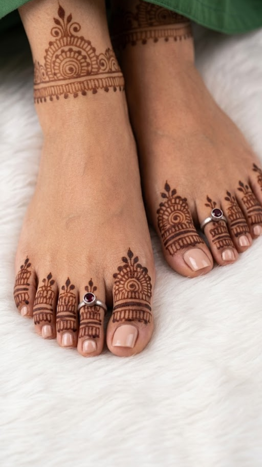 AJB Silver Arte Pink Semi Precious Stone Toe Ring