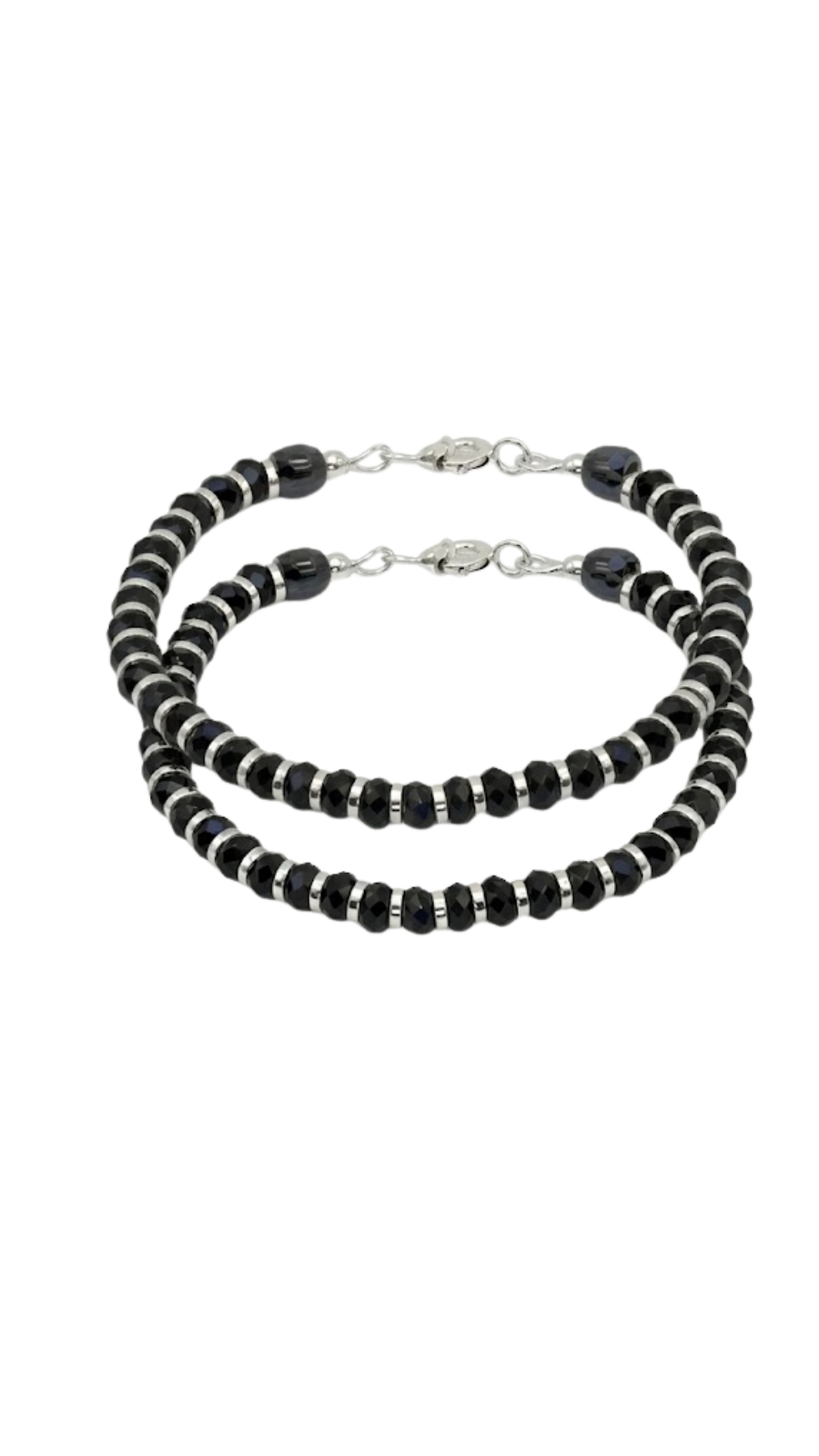 AJB Silver Arte  925 Silver Swaying Shadows Black Beads Anklet