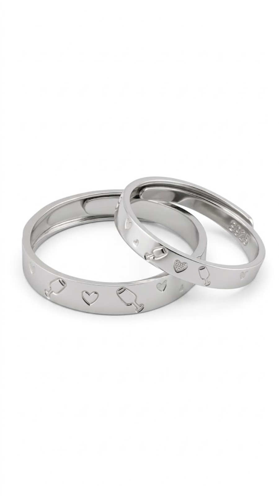 AJB Silver Arte Stronger Together 925 Silver Couple Ring