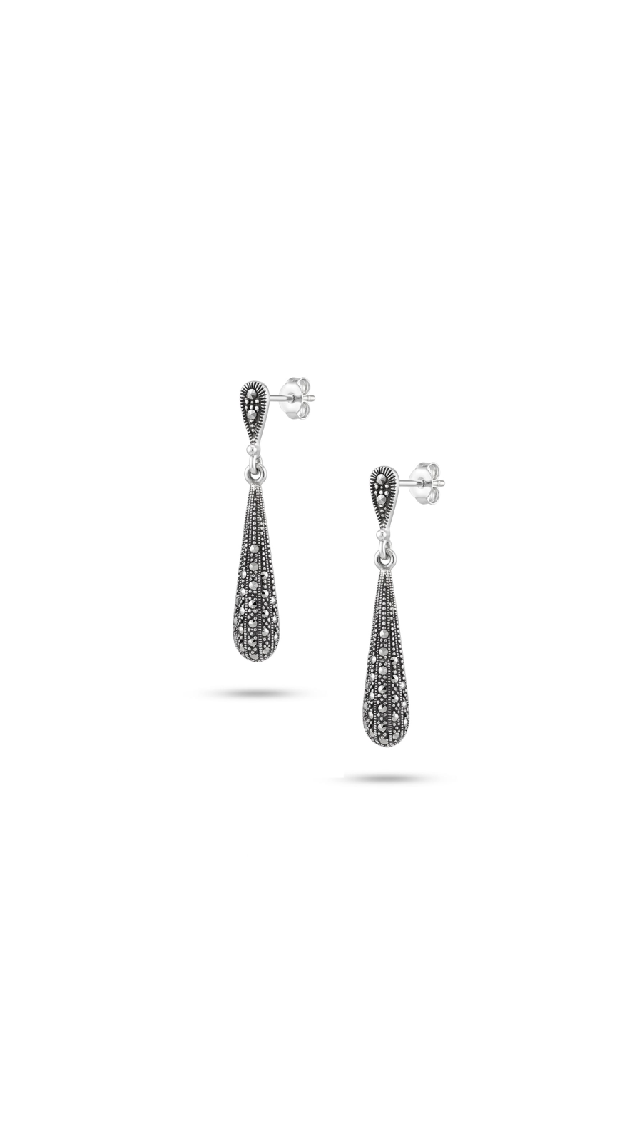 AJB Silver Arte: Shiny Raindrop 925 Silver Pendant with Earrings