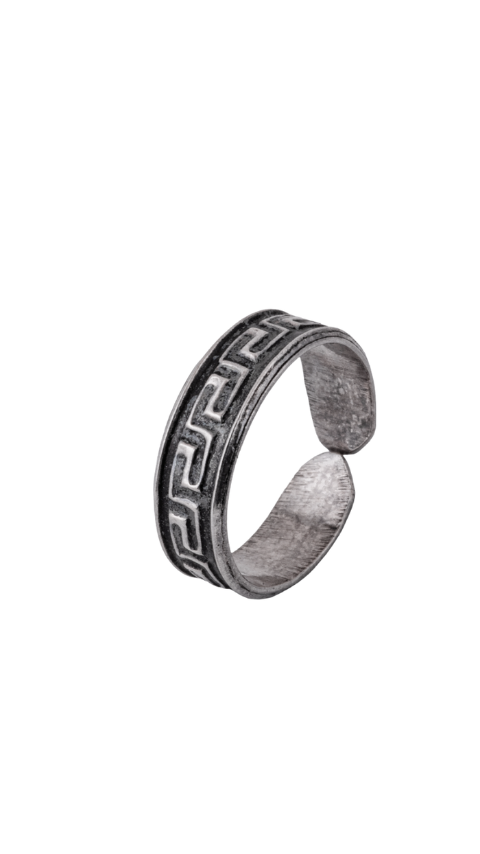 Greek Key Oxidized Toe Ring
