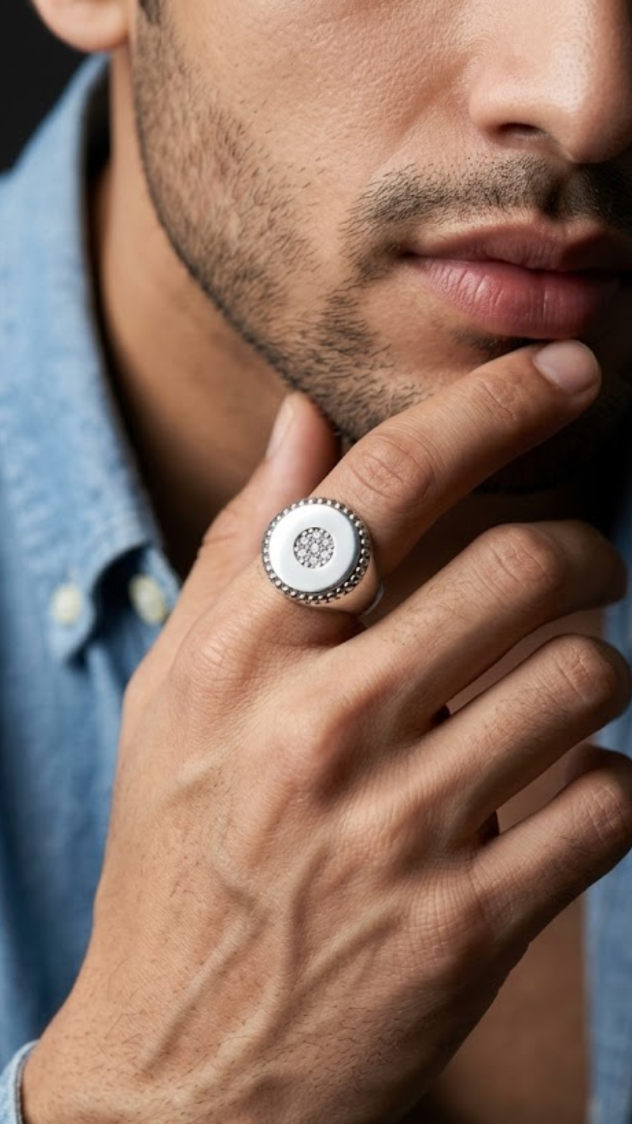 AJB Silver Arte | Men's Sparkling 925 Silver Signet Ring