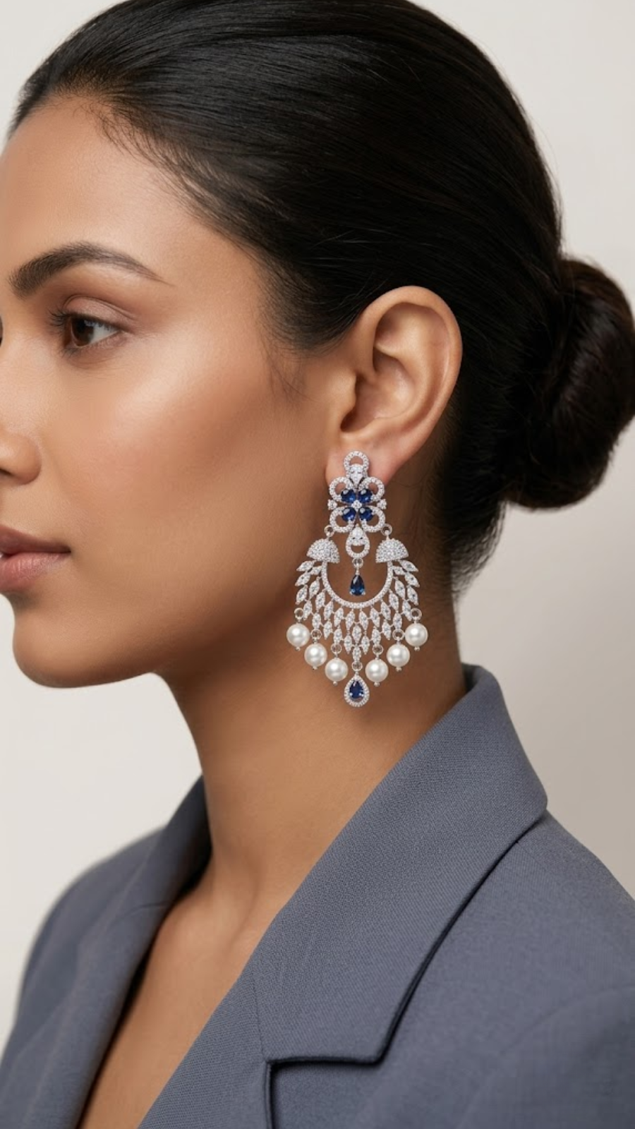 Blue AD Statement Earrings