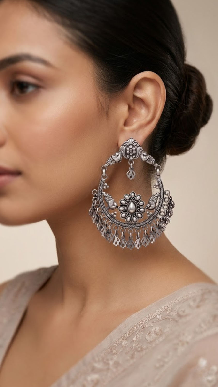 Bird Motif 925 Silver Chandbalis