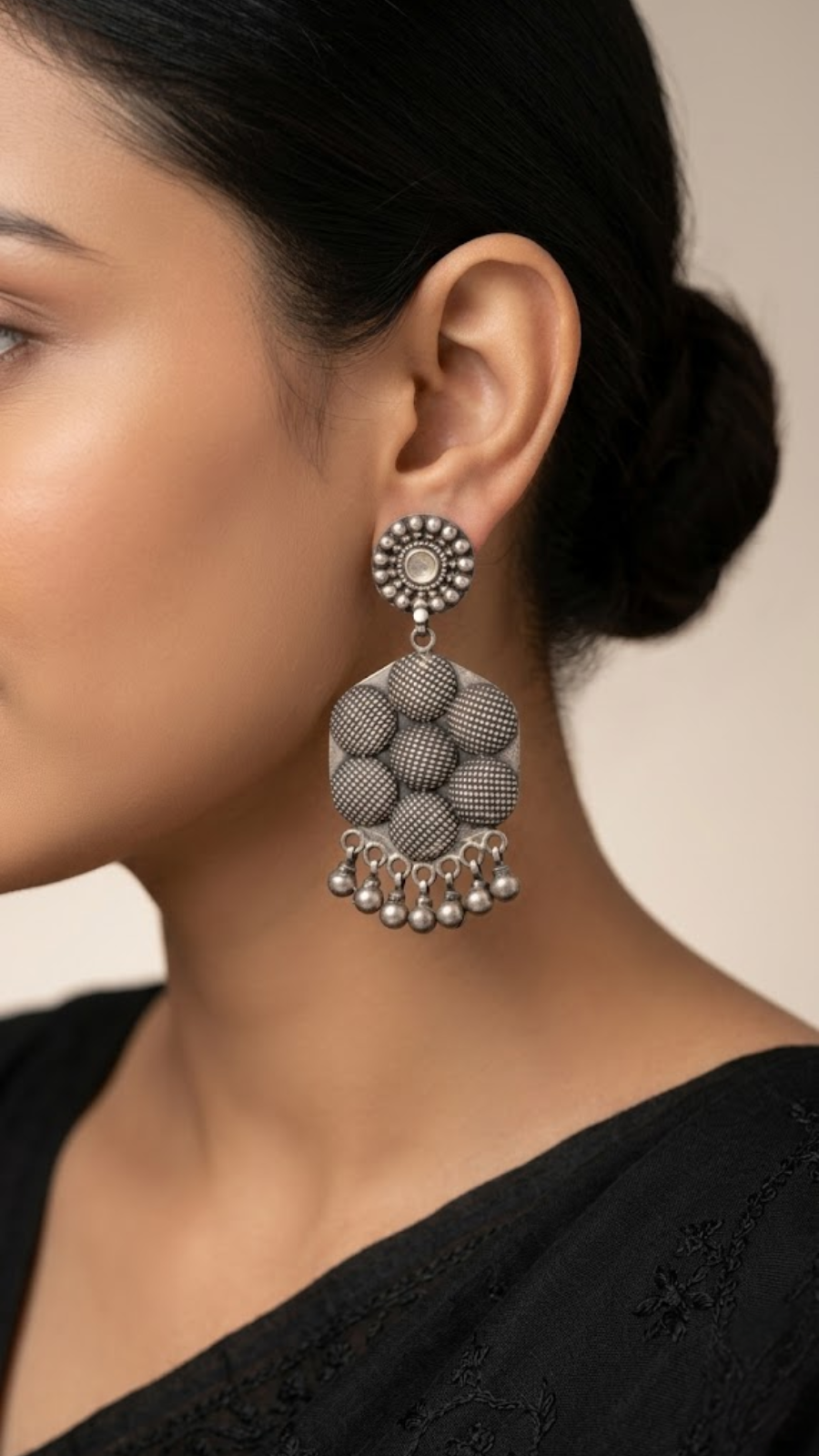 Textured 925 Silver Earrings