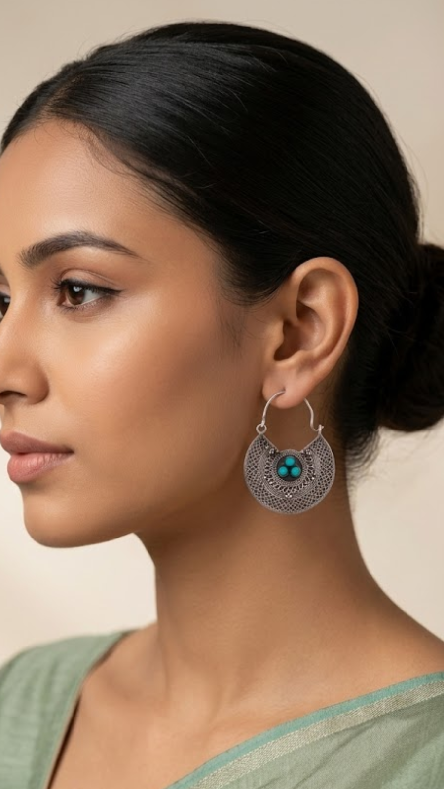 Tribal Turquoise Hoop Earrings