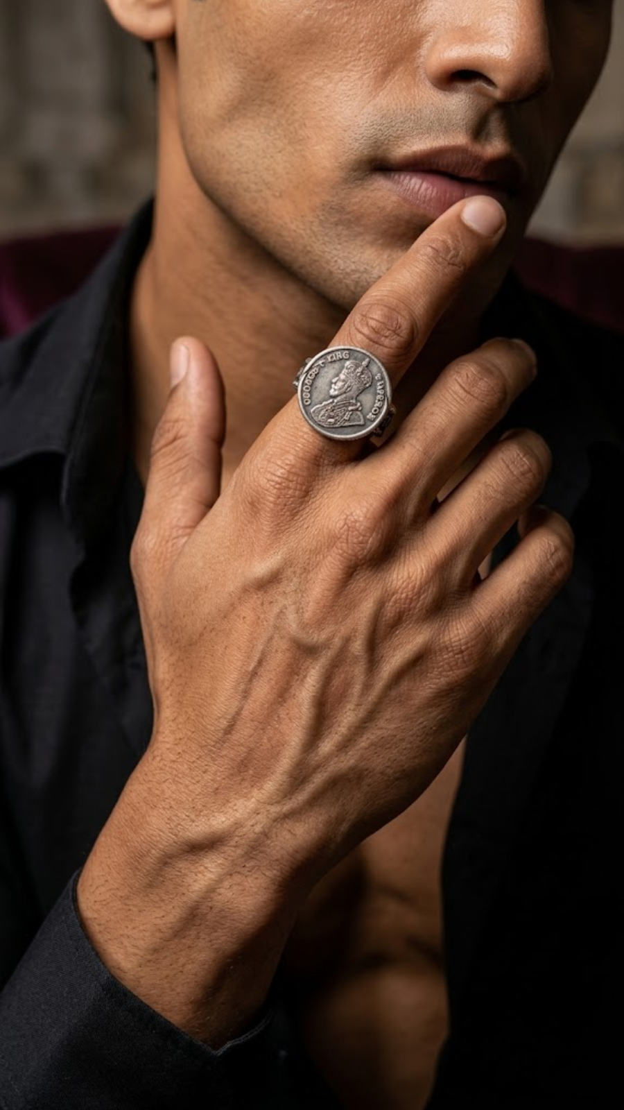 AJB Silver Arte Vintage King George Ring