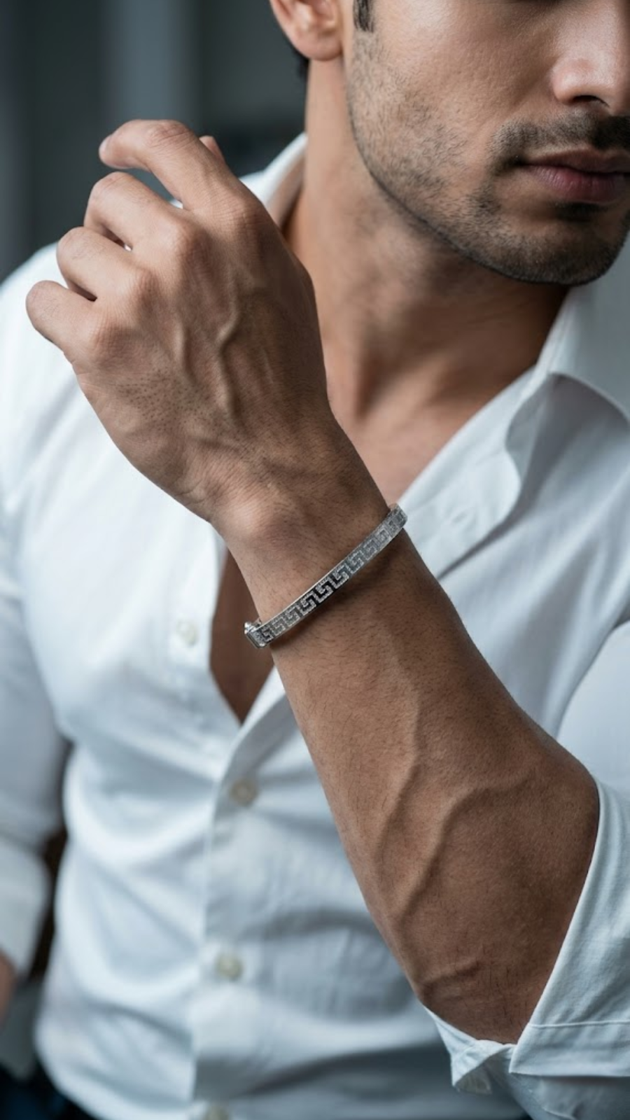 Geometric 925 Silver Kada