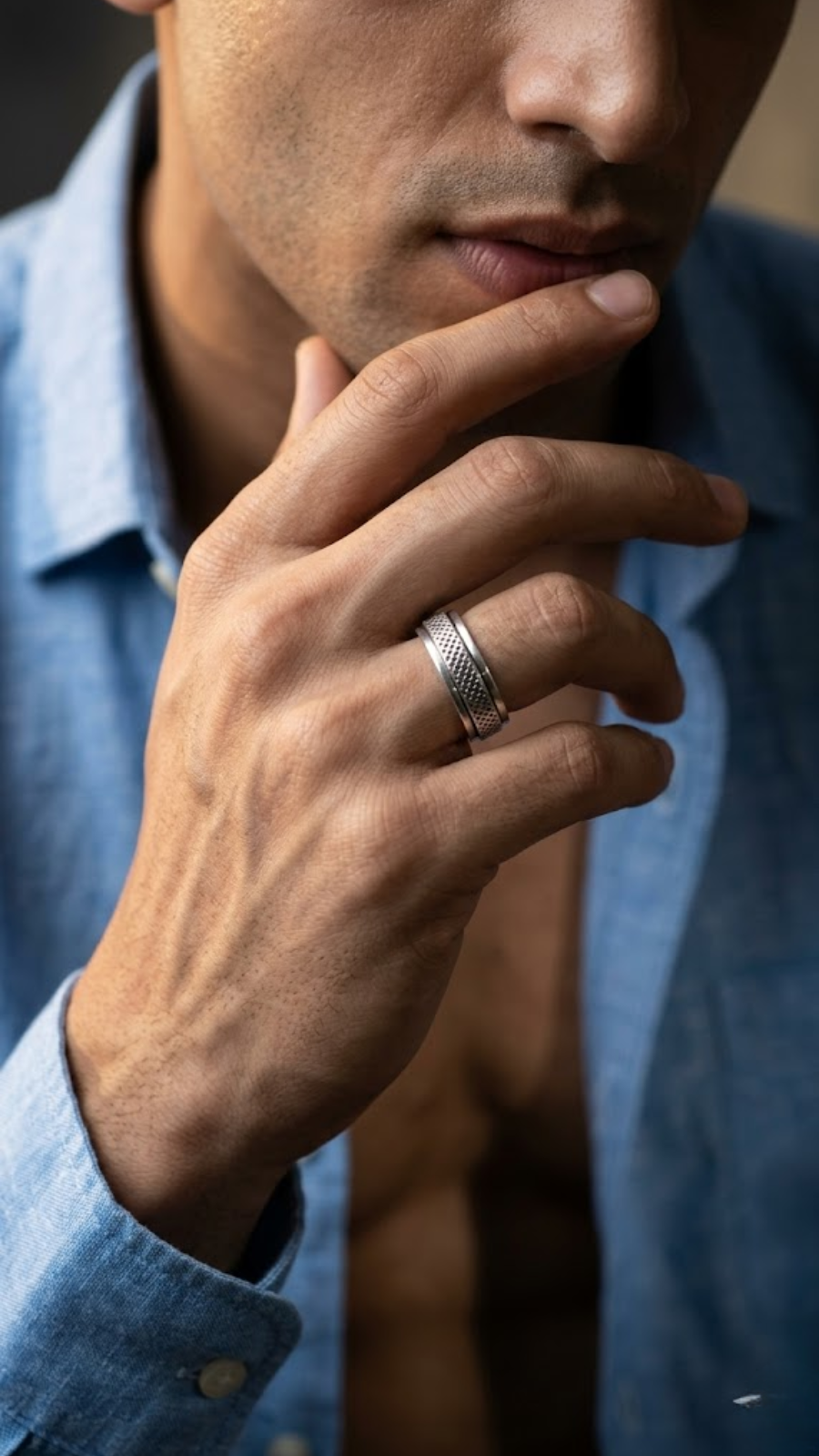 AJB Silver Arte | Men's Diamond Cut Pattern 925 Silver Ring