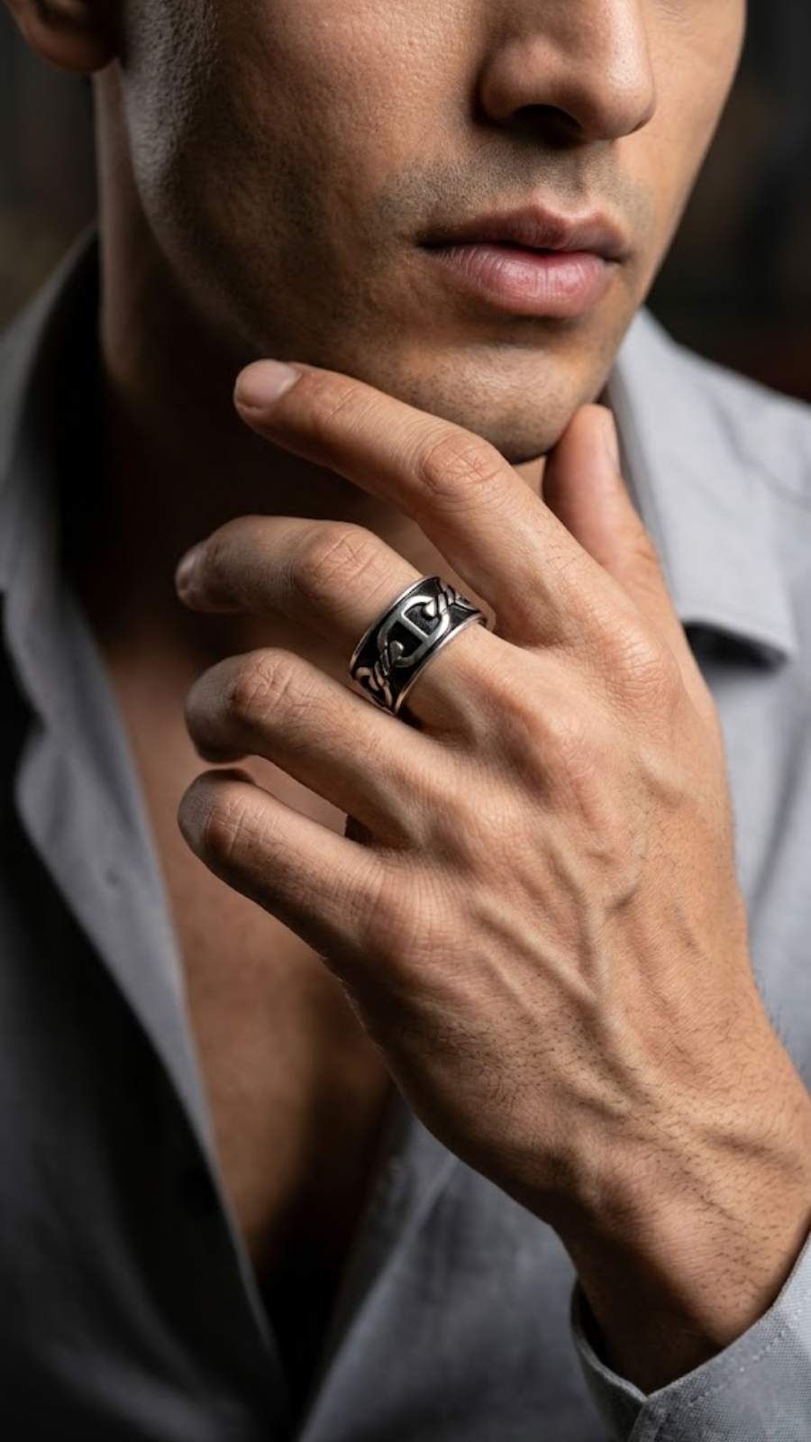 AJB Silver Arte Onxy Ring