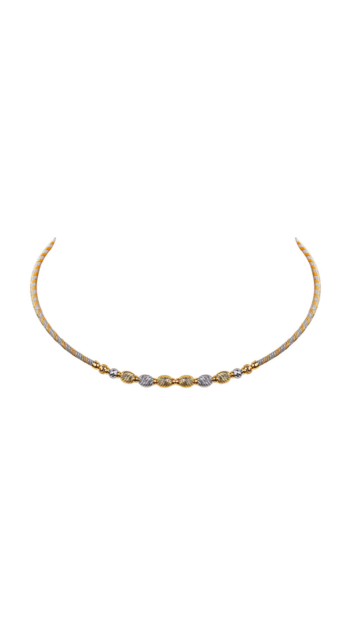 Two Tone Textured Bead 925 Silver Choker Necklace for Women