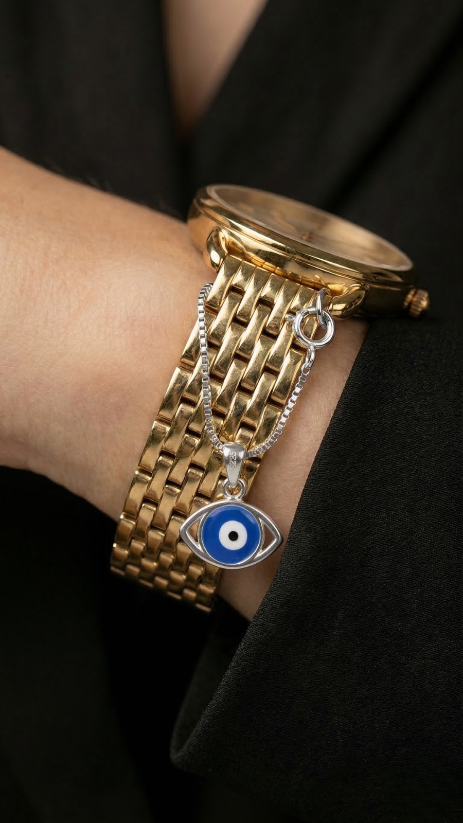 Silver Evil Eye Watch Charm
