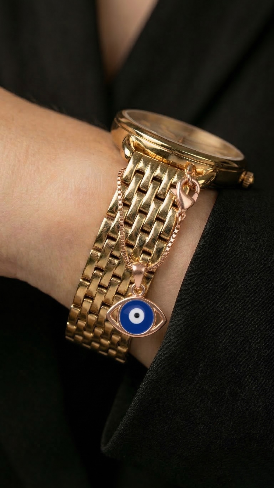 Rose Gold Silver Evil Eye Watch Charm