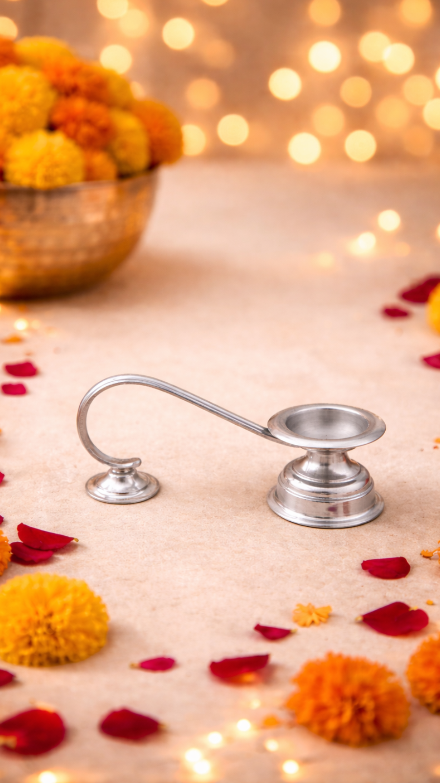 Silver Diya Pair