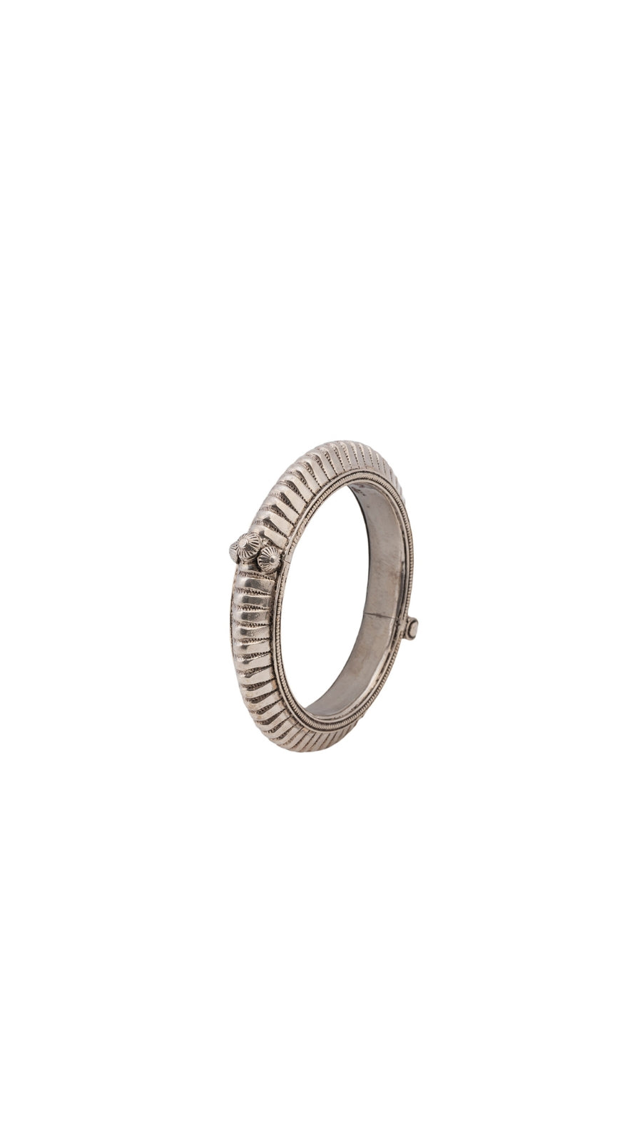 Ribbed Antique Finish 925 Silver Bangle
