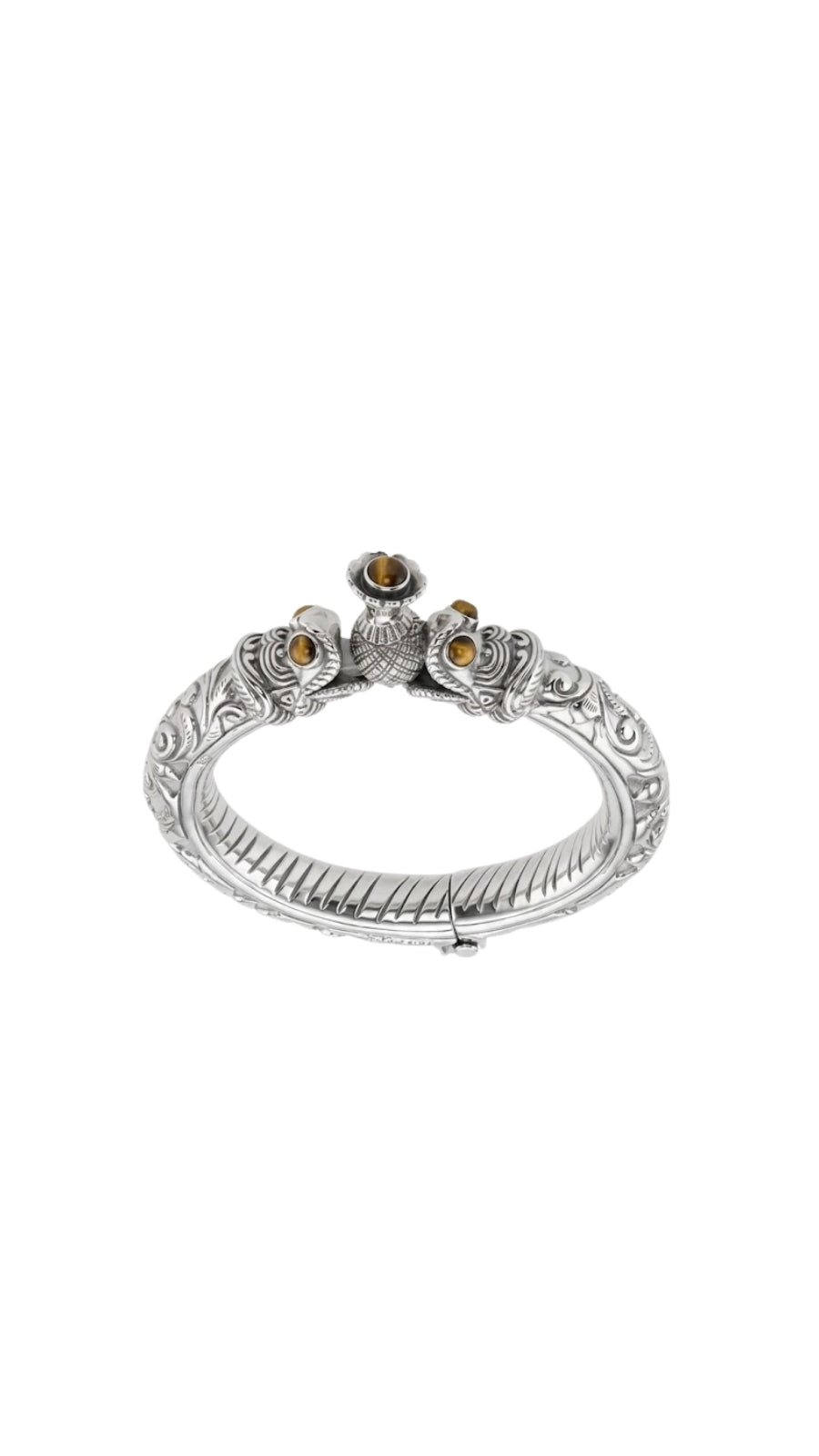 AJB Silver Arte: Engraved Serpent Motif 925 Sterling Silver Bangle