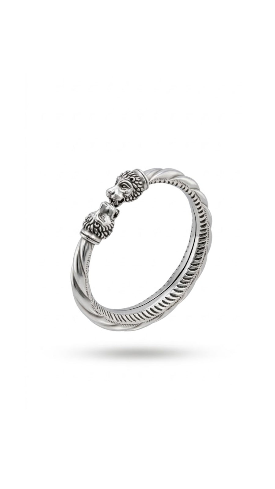 AJB Silver Arte: Majestic Lion Head 925 Sterling Silver Bangle