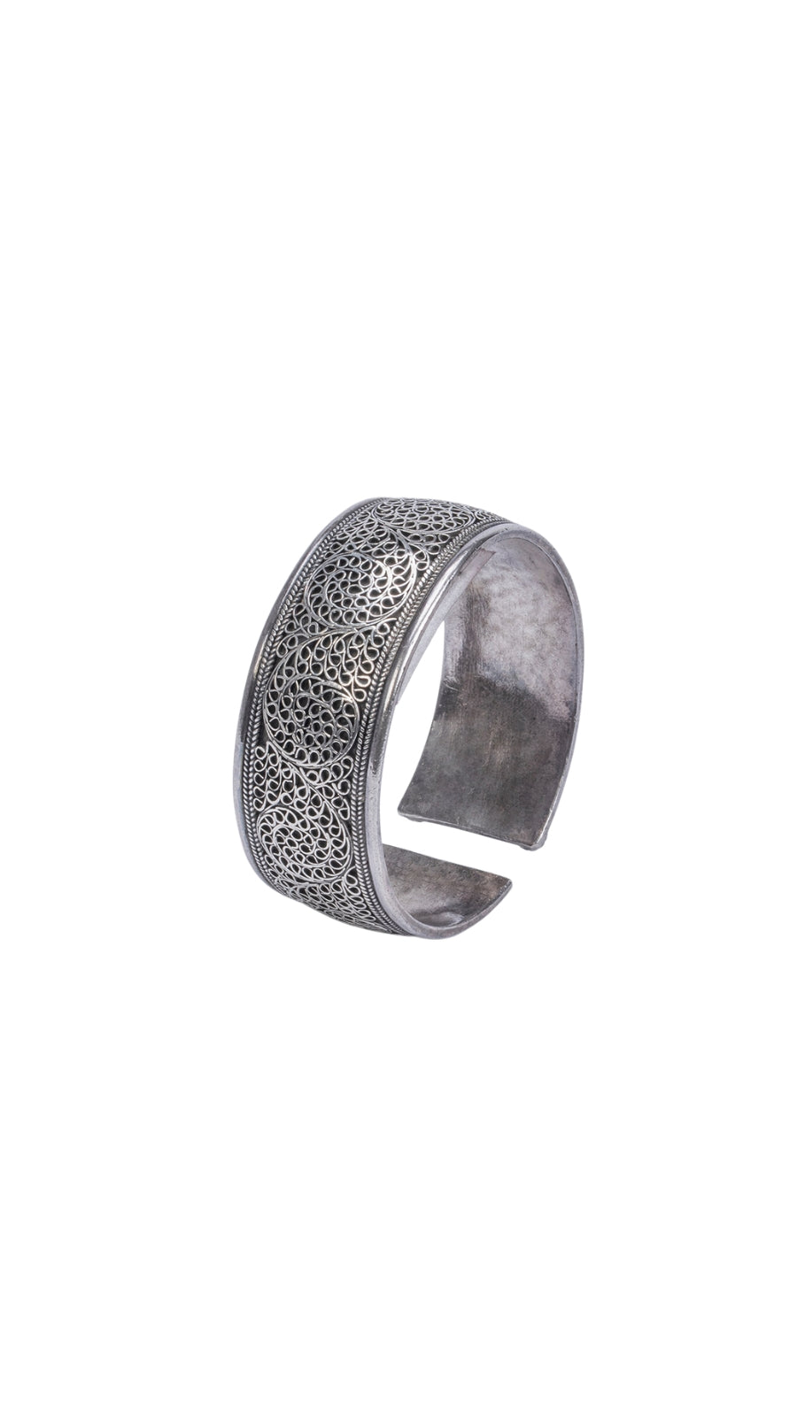 Intricate Floral 925 Silver Bangle