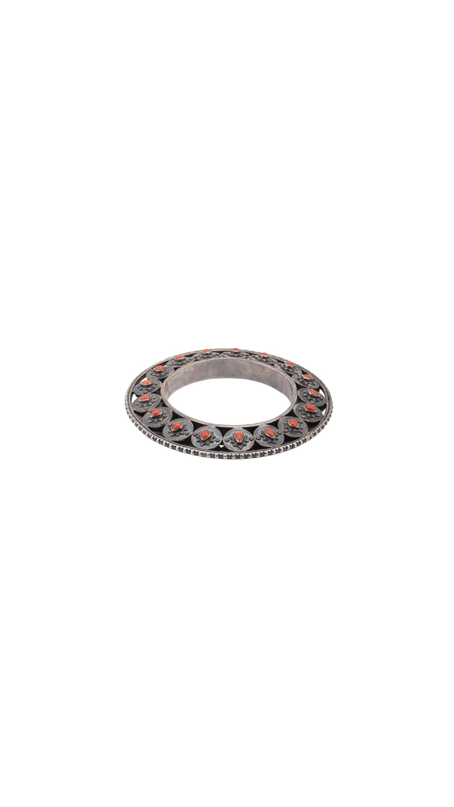 Vintage Coral 925 Sterling Silver Bangle