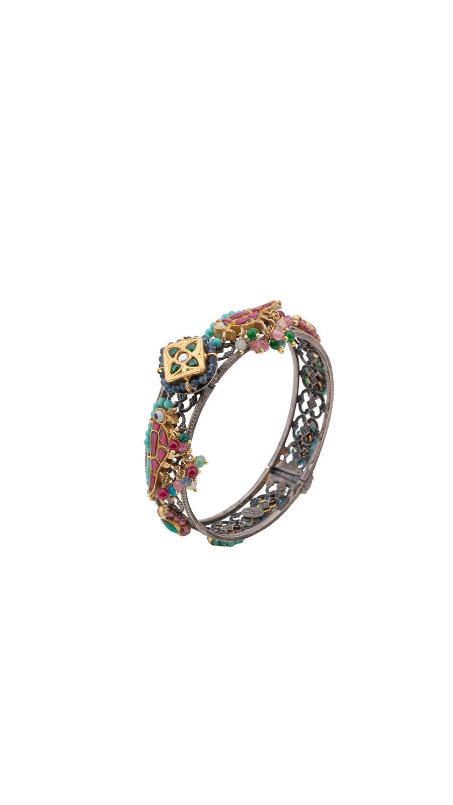 Bird Motif 14K Gold Plated Silver Bangle