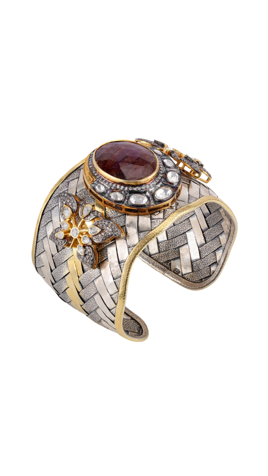 AJB Silver Arte: Luxury Ruby Mesh 925 Sterling Silver Bangles