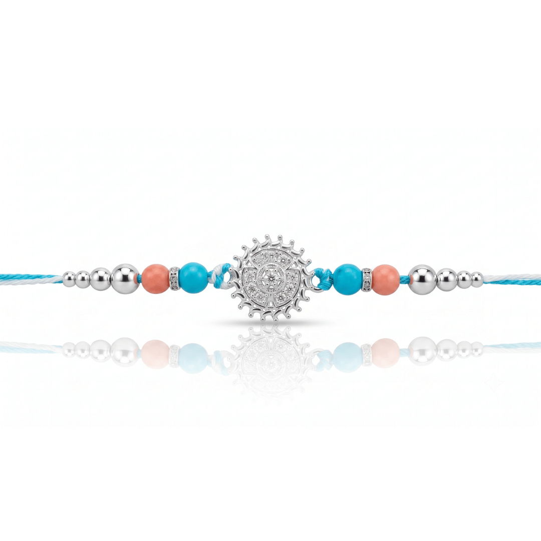 925 Silver Floral Rakhi for Brother