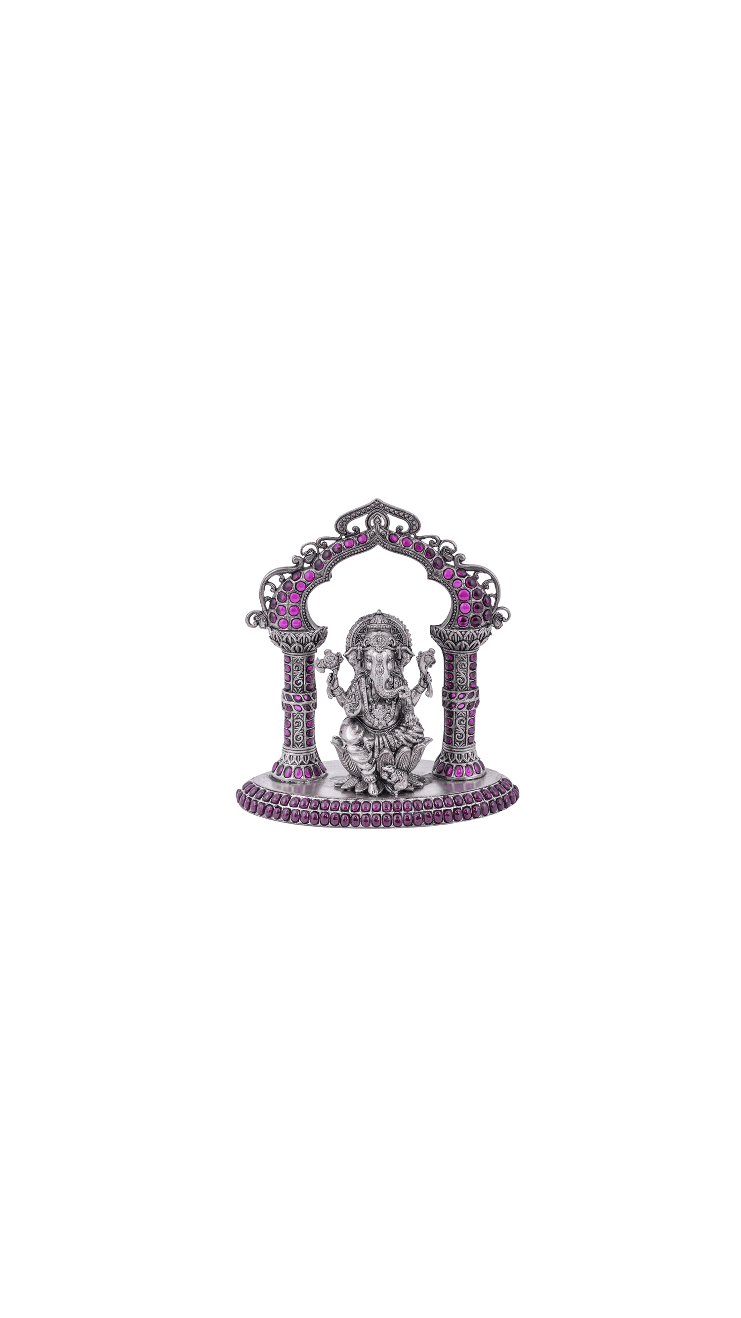 925 Silver Lakshmi Ganesha Set with Ruby Accents