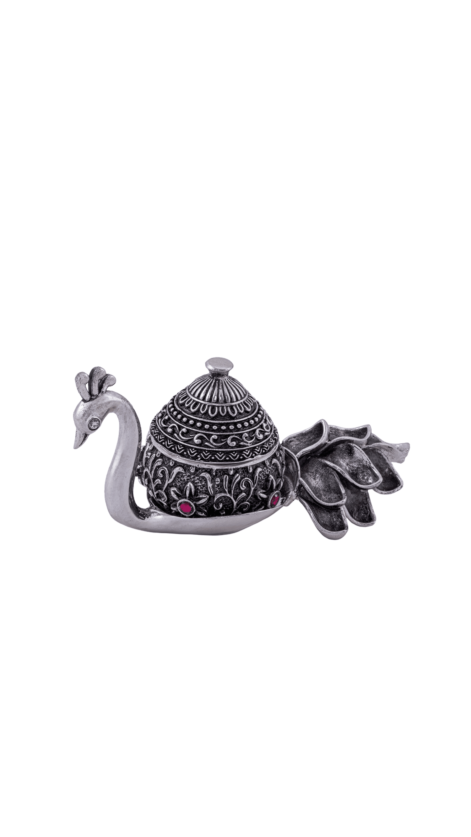 Ornate 925 Sterling Silver Peacock Sindoor Dani